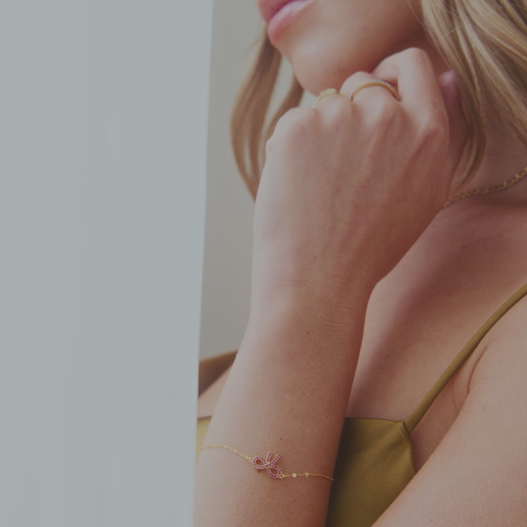 Pink Pave Bow Bracelet