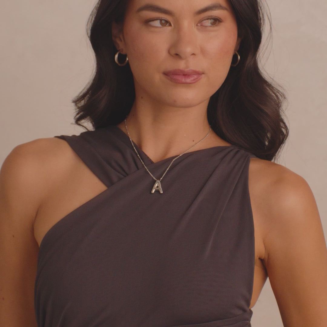 Balloon Initial Necklace with Satellite Chain