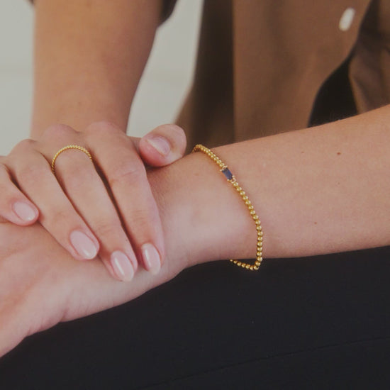 Gold Beaded Birthstone Bracelet