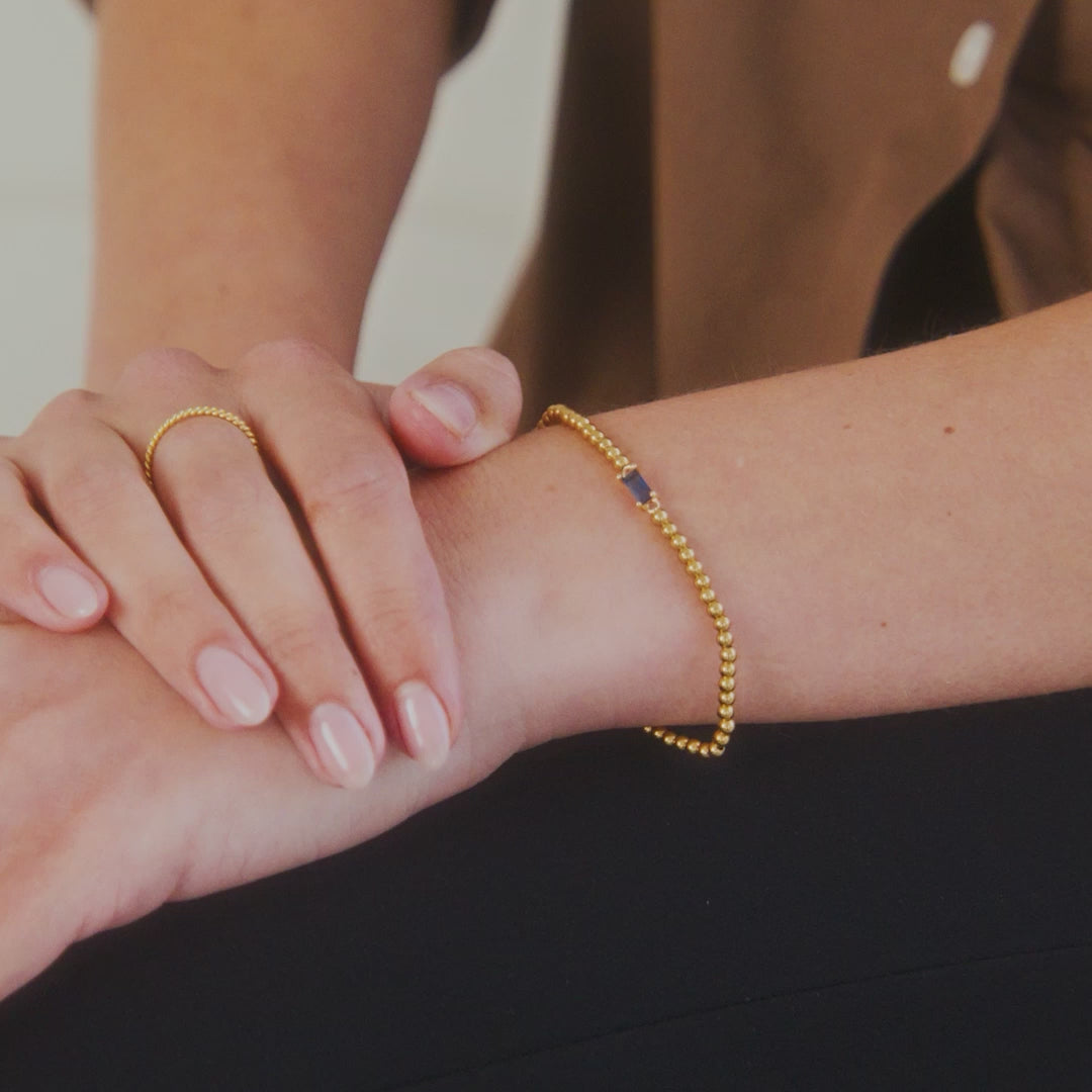 Gold Beaded Birthstone Bracelet