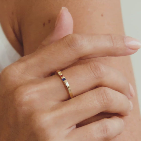 Princess-Cut Birthstone Band Ring