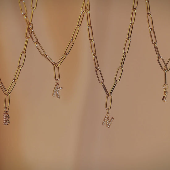 Paperclip Pave Initial Necklace