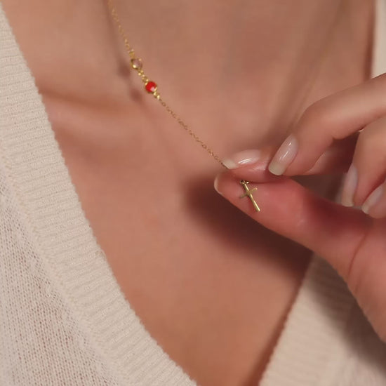 Birthstone Cross Necklace