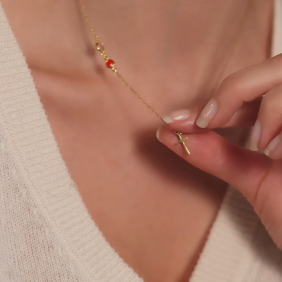 Birthstone Cross Necklace