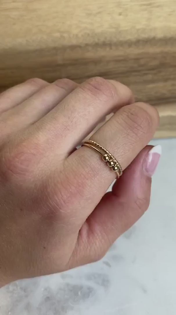 Dainty Stackable Beaded Fidget Ring Set