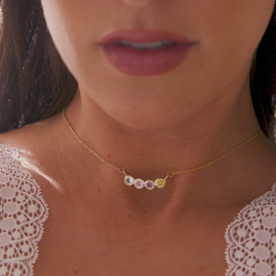 Dainty Family Birthstones Necklace