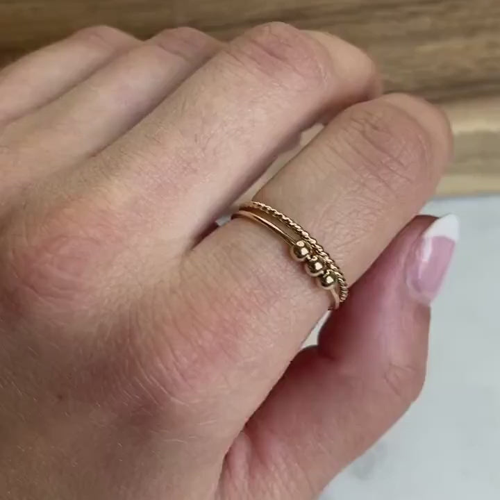 Dainty Stackable Beaded Fidget Ring Set
