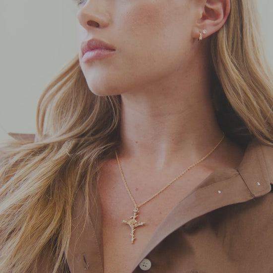 Floral Cross Pendant Necklace