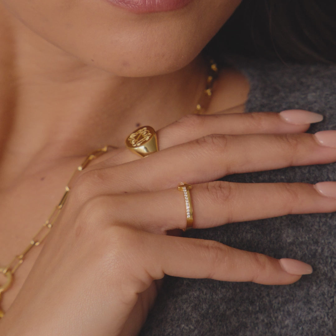 Let God Be In Control Golden Cross Ring