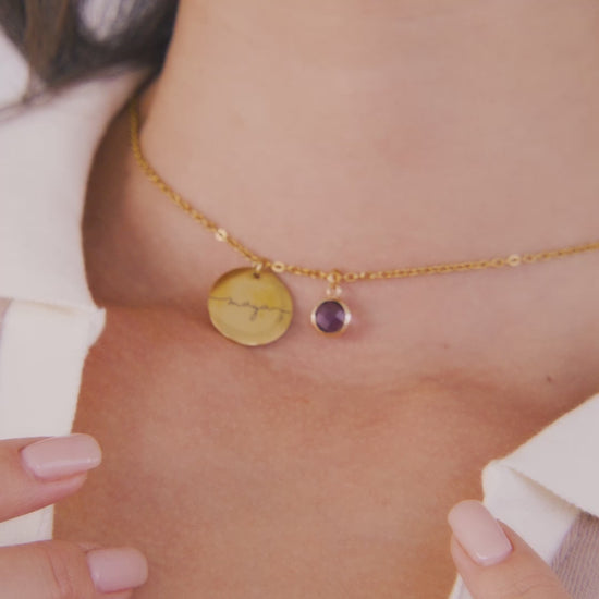 Monogram Script Birthstone Name Necklace