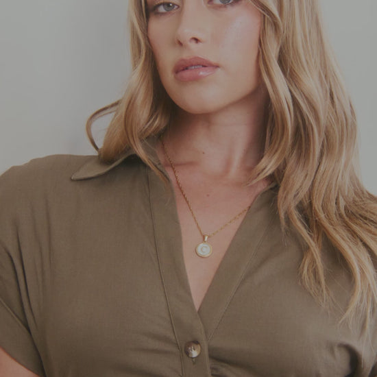 Mother of Pearl Disc Letter Necklace with Twist Chain