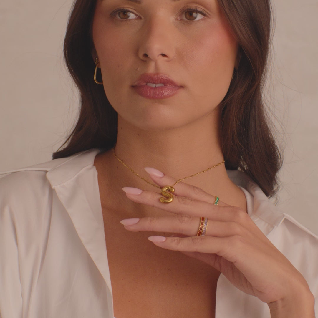 Balloon Initial Necklace with Satellite Chain