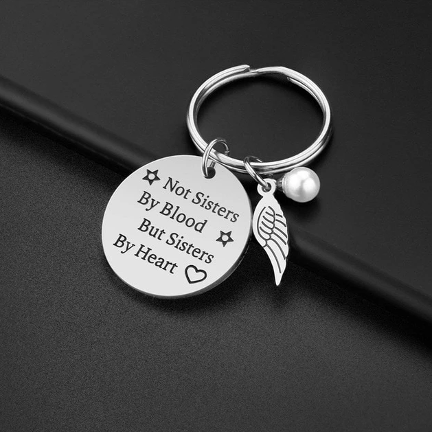 Sisters by Heart Keychain in Stainless Steel — Vanny Jewels