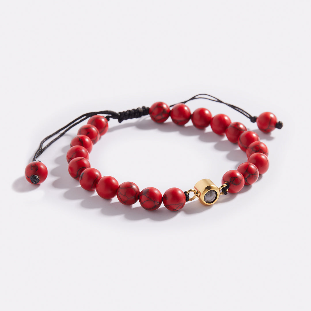 Beaded Photo Bracelet in gold tone