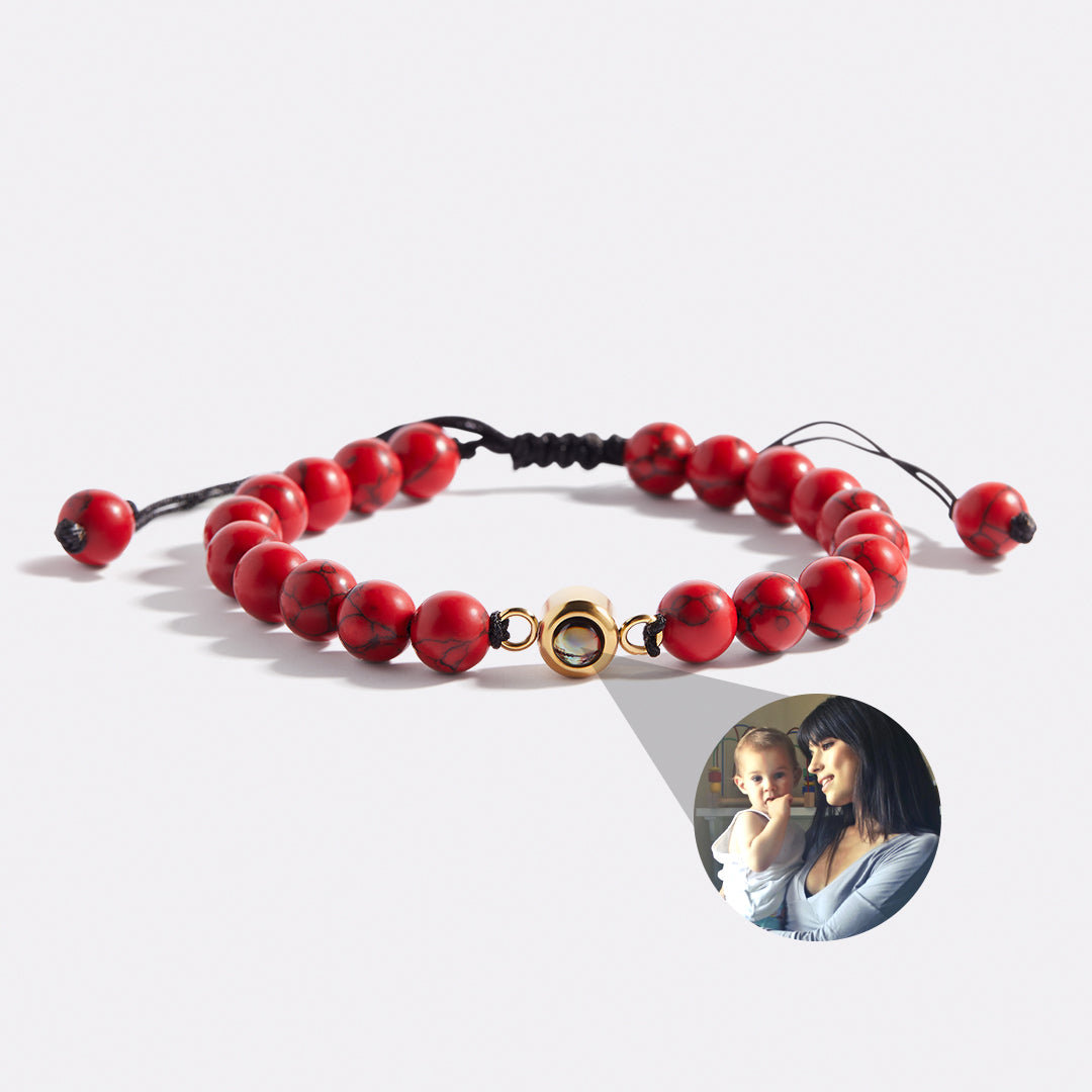 Beaded Photo Bracelet in gold tone
