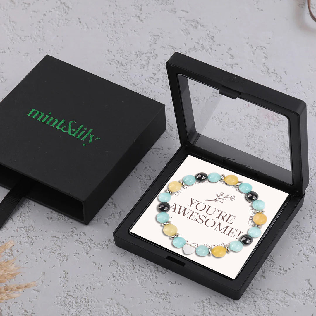 Reminder: You're Awesome Stone Bracelet, in its gift packaging