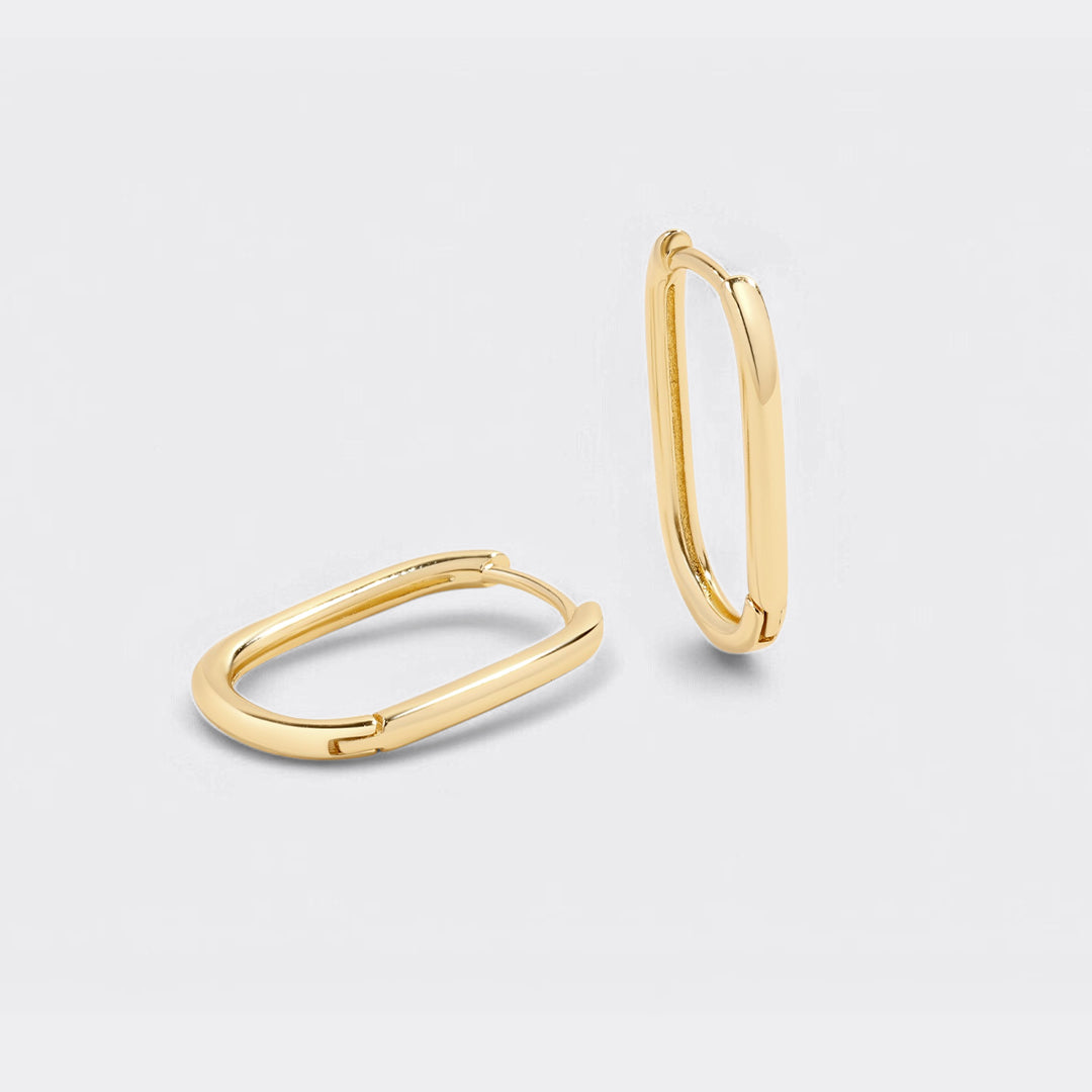 Retro Box Huggie Hoop Earrings, in its gift packaging