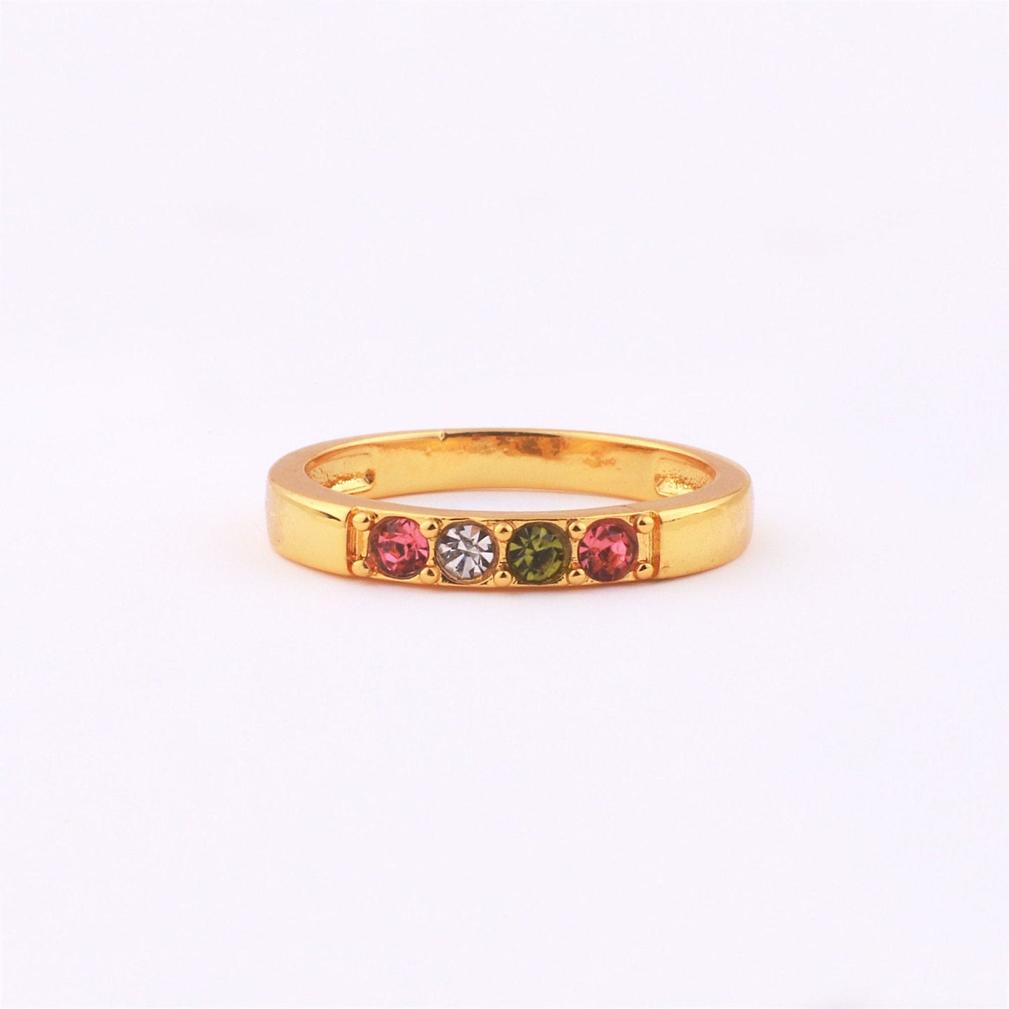 Stackable Birthstones Band Ring in gold tone