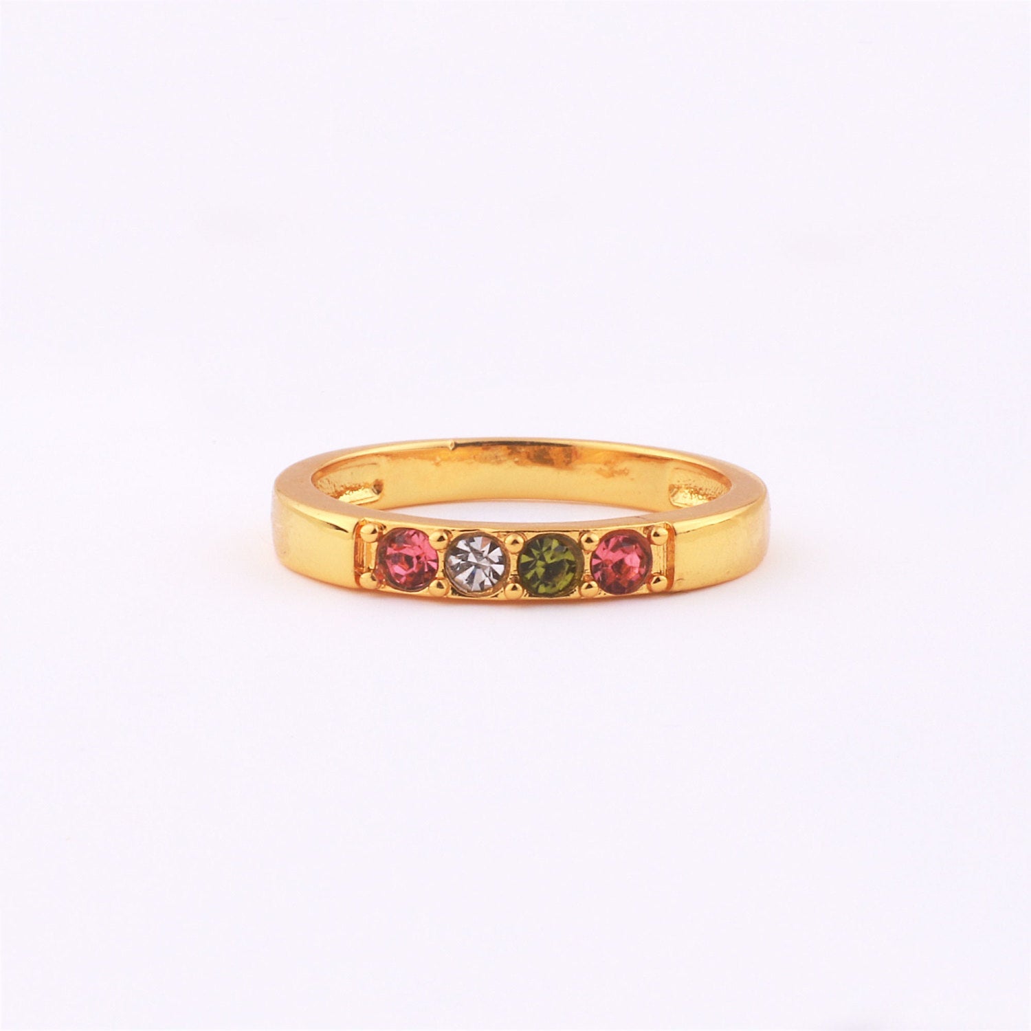 Stackable Birthstones Band Ring in gold tone