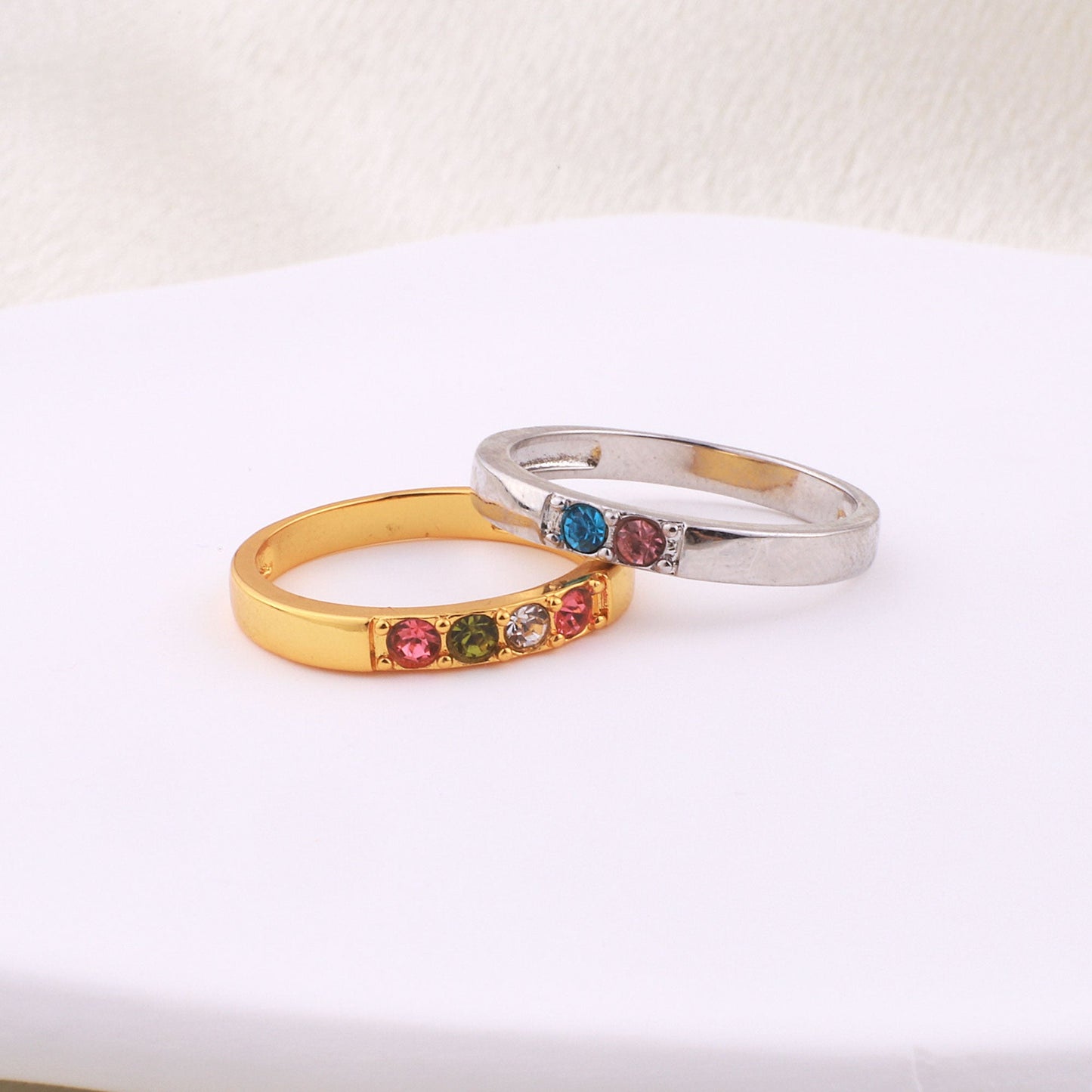 Stackable Birthstones Band Ring in gold tone