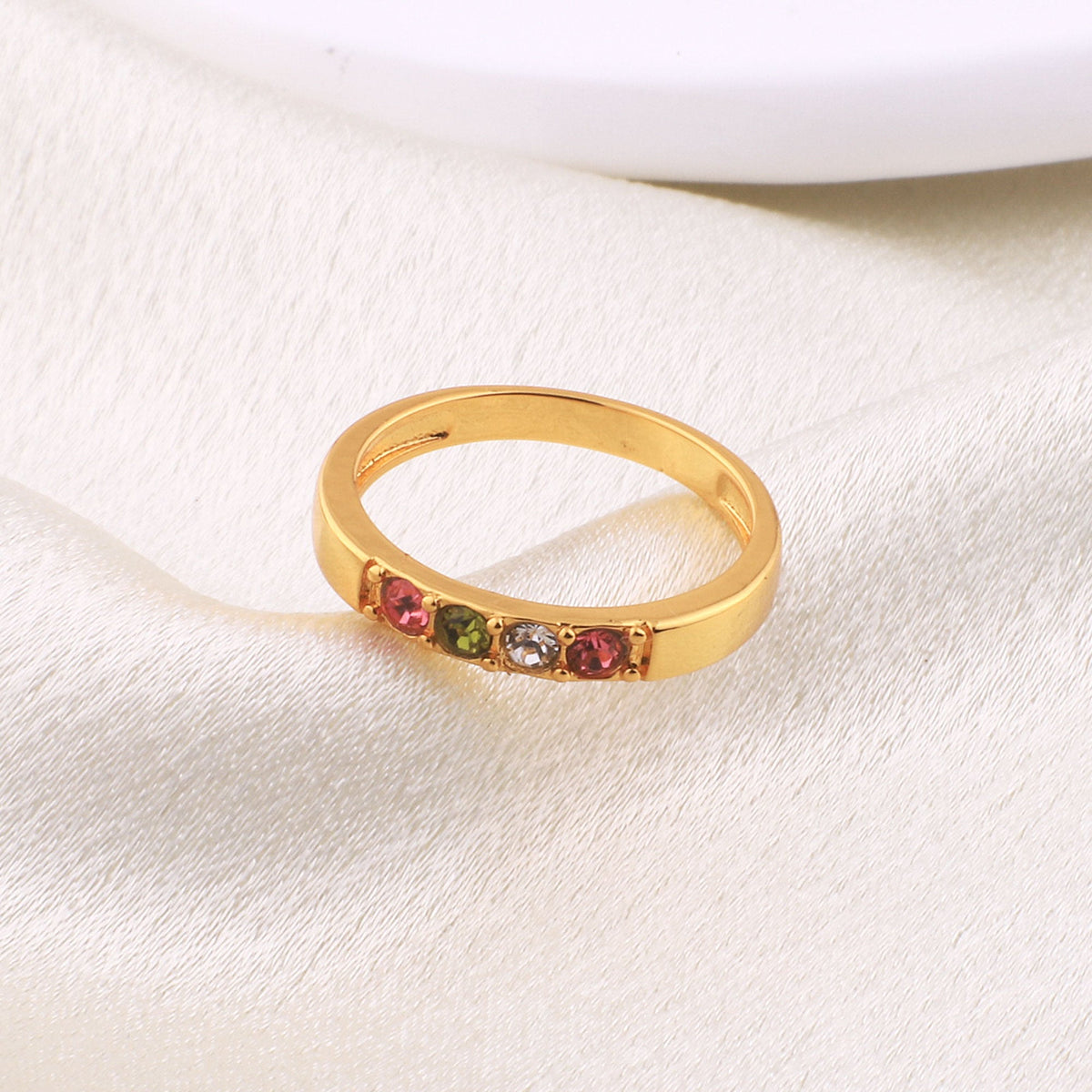 Stackable Birthstones Band Ring in gold tone