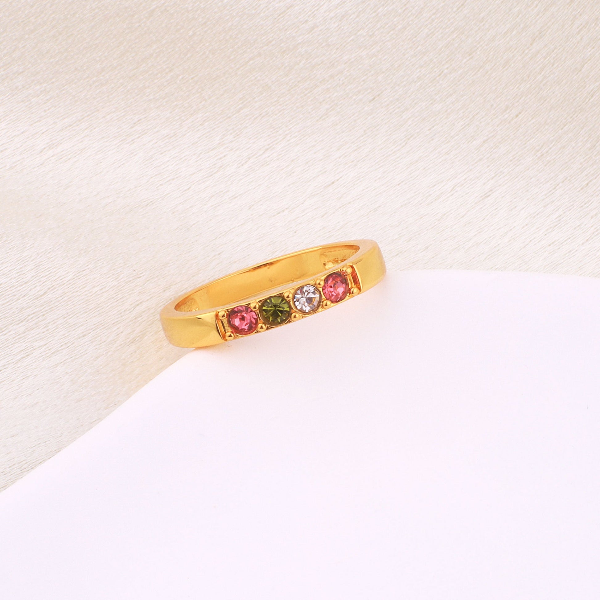 Stackable Birthstones Band Ring in gold tone