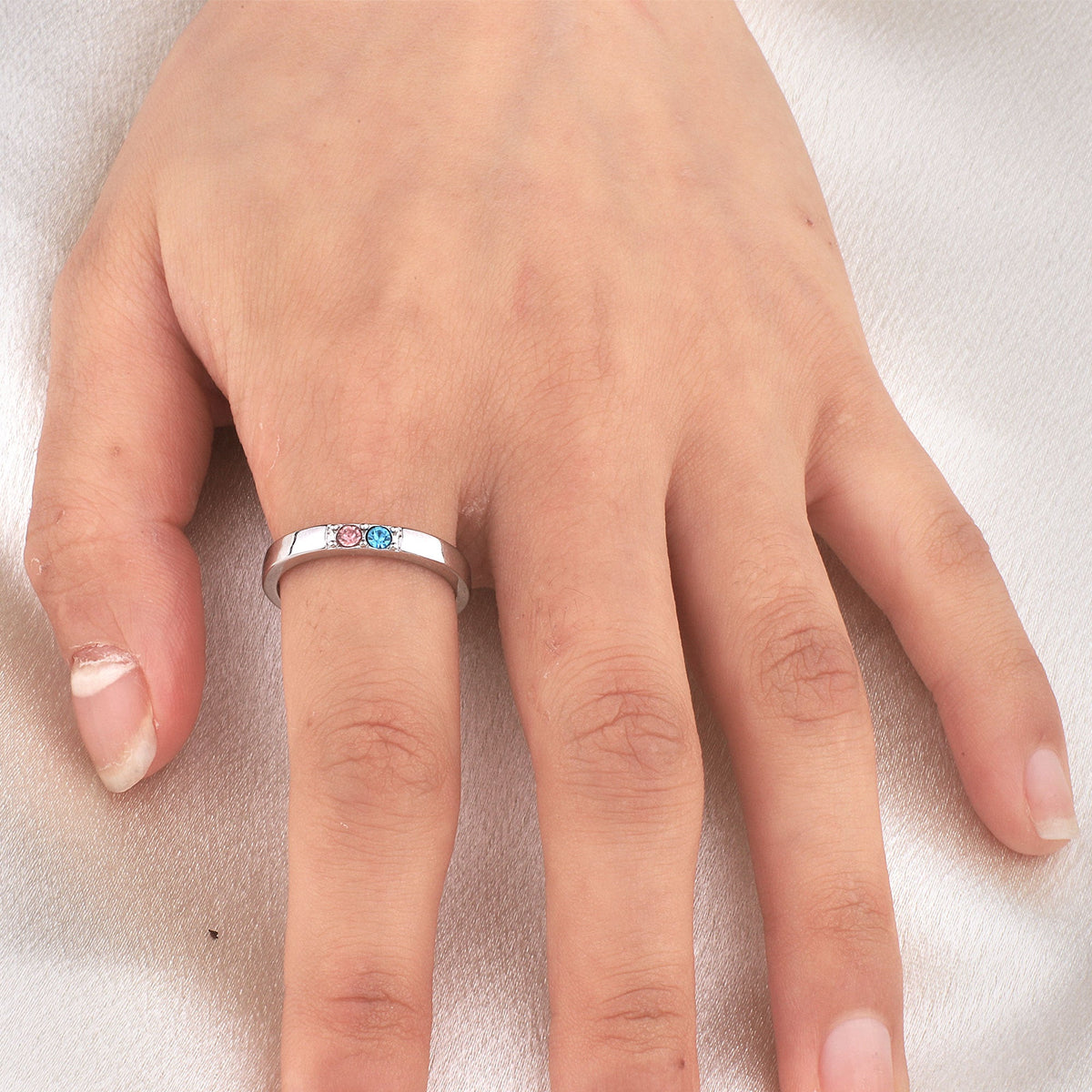 Stackable Birthstones Band Ring in 925 sterling silver