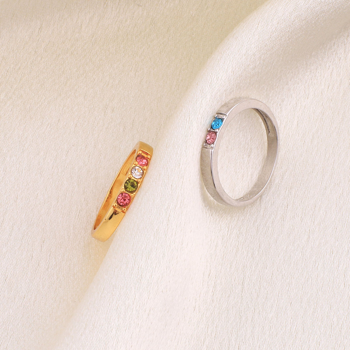 Stackable Birthstones Band Ring in 925 sterling silver