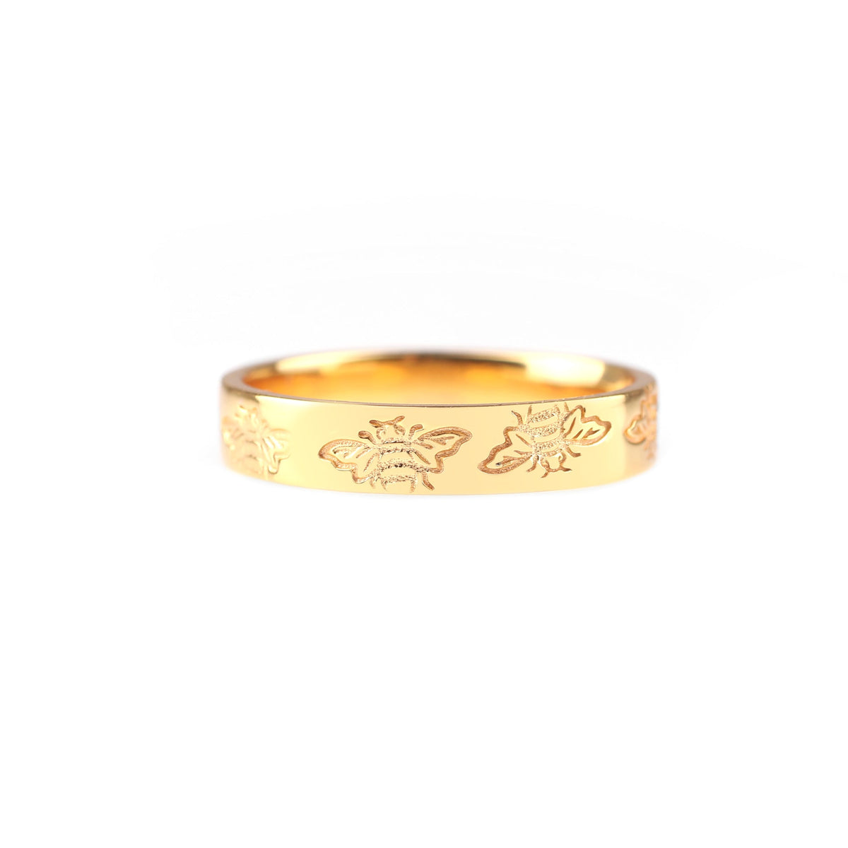 Stamped Honey Bee Band in gold tone