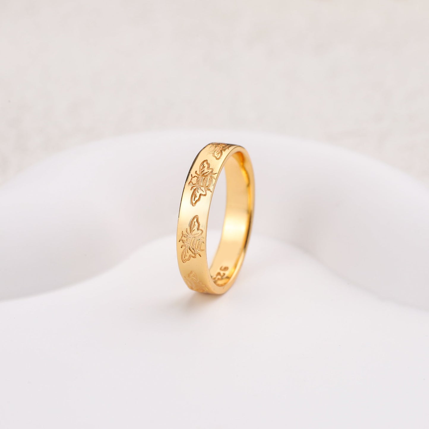 Stamped Honey Bee Band in gold tone