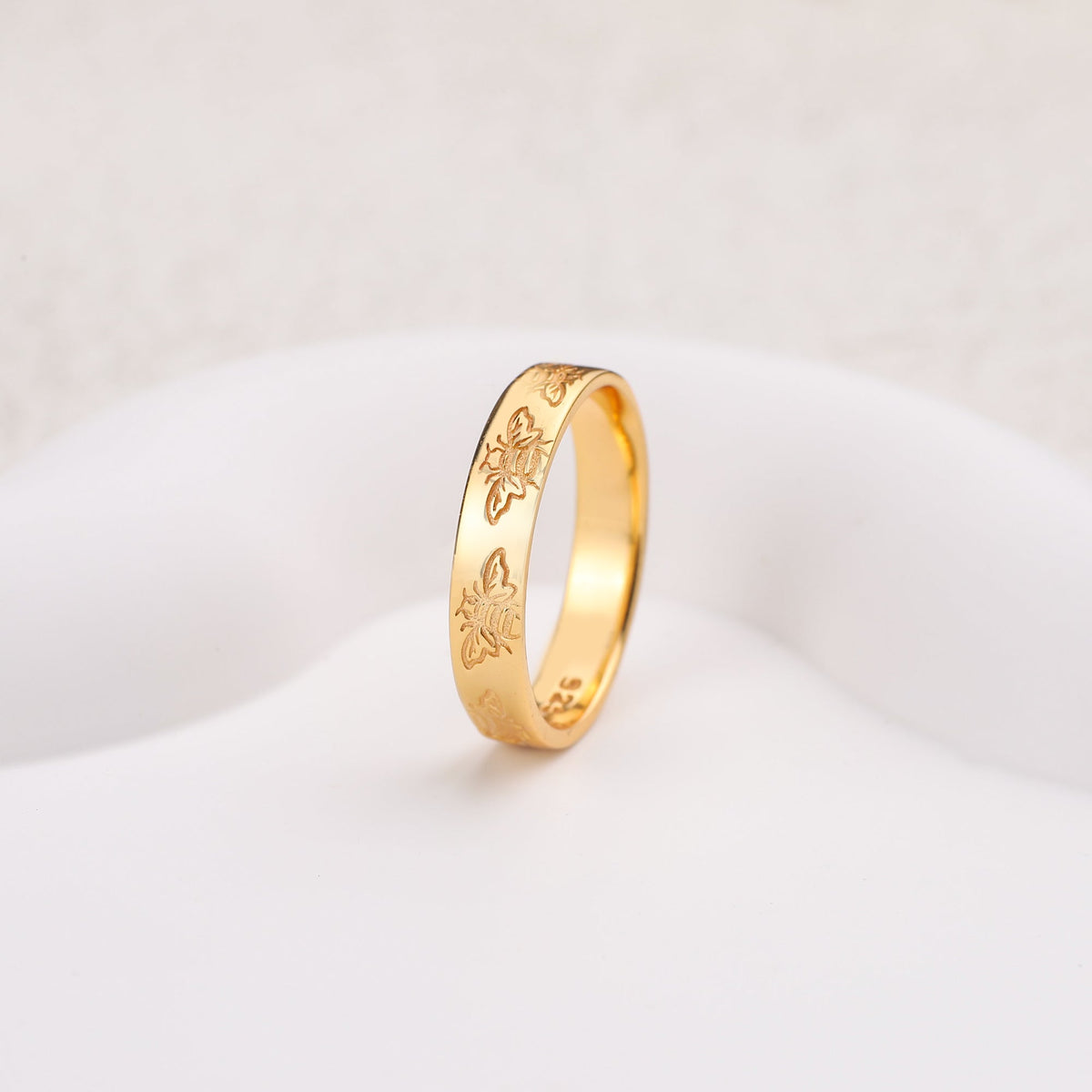 Stamped Honey Bee Band in gold tone