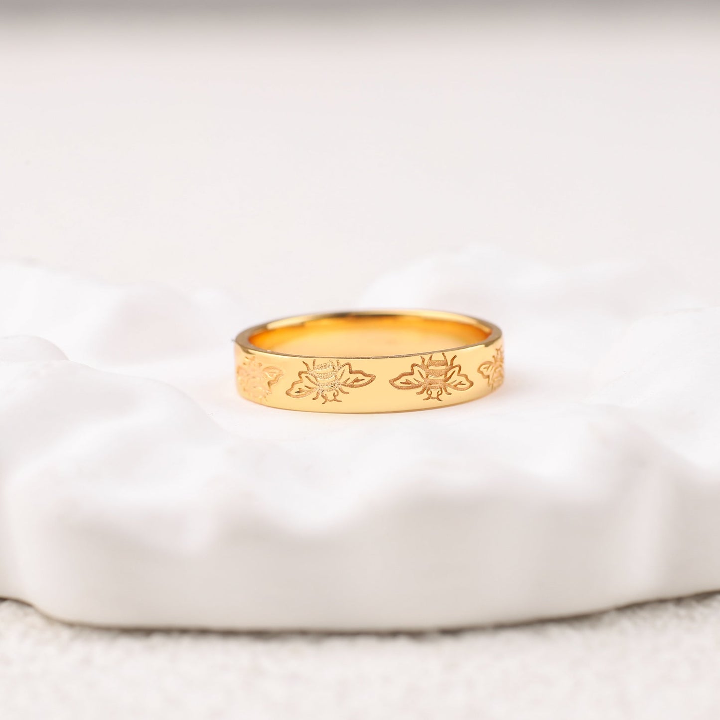 Stamped Honey Bee Band in gold tone