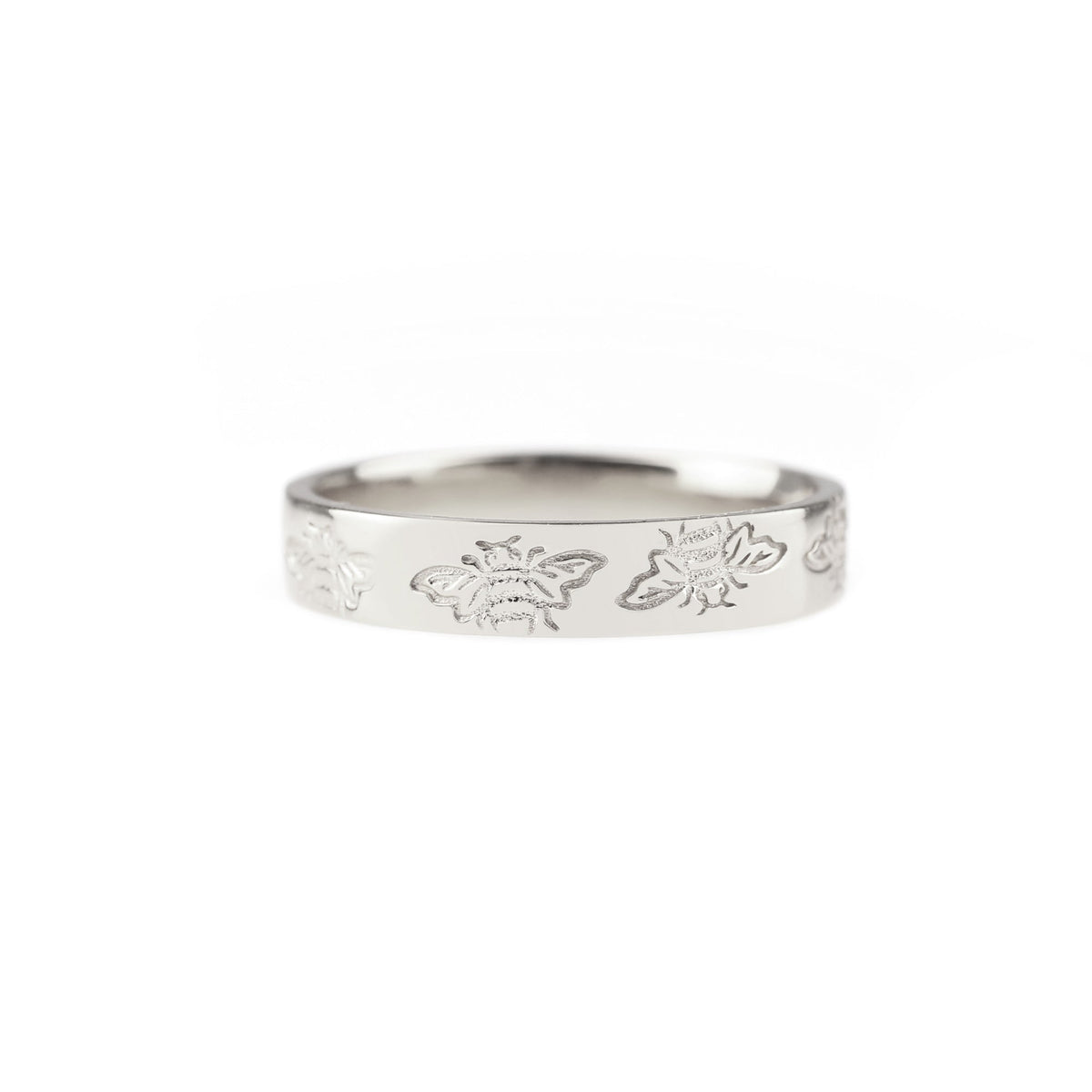 Stamped Honey Bee Band in 925 sterling silver