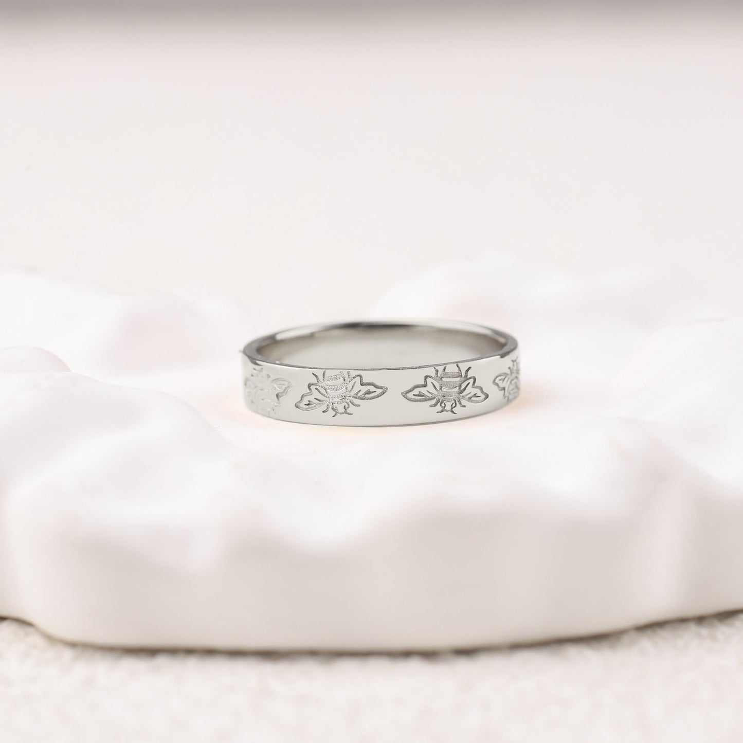 Stamped Honey Bee Band in 925 sterling silver