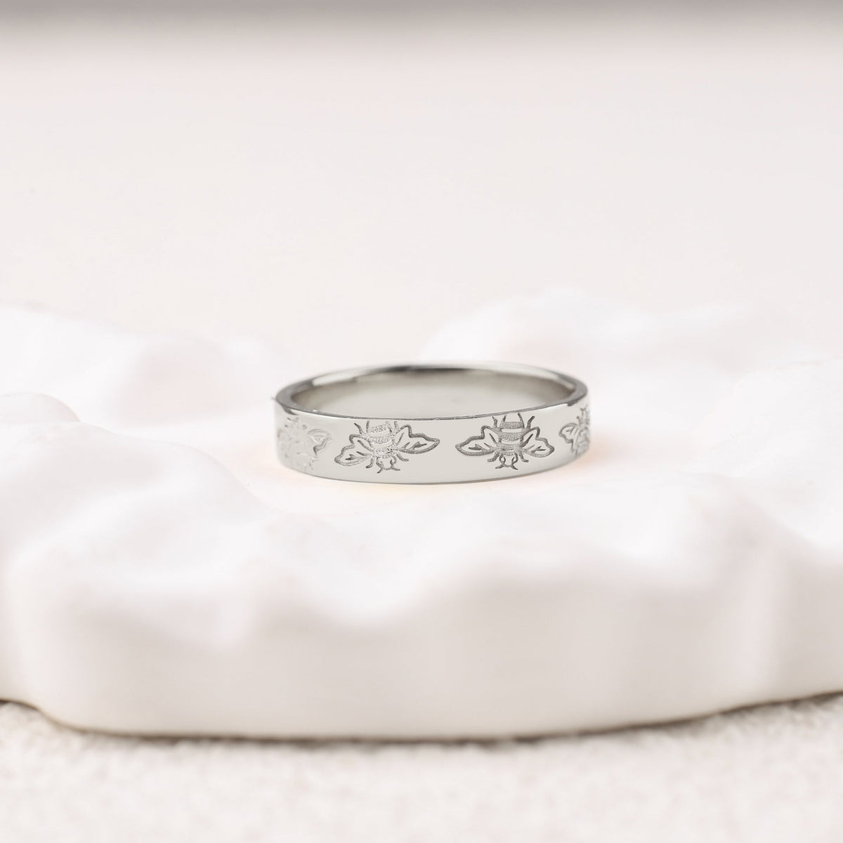 Stamped Honey Bee Band in 925 sterling silver