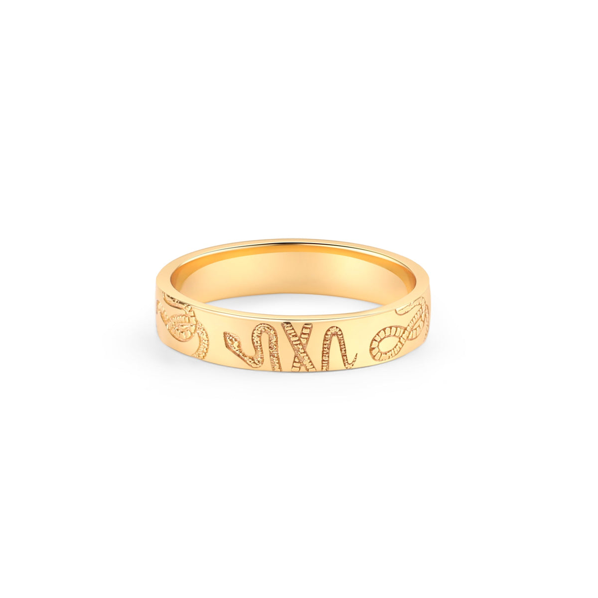 Stamped Snake Band in gold tone
