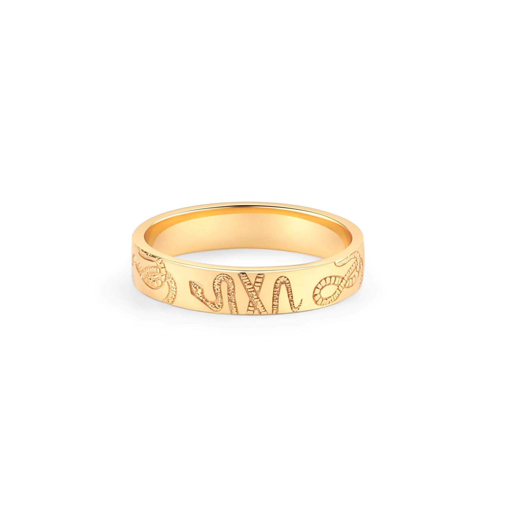 Stamped Snake Band in gold tone