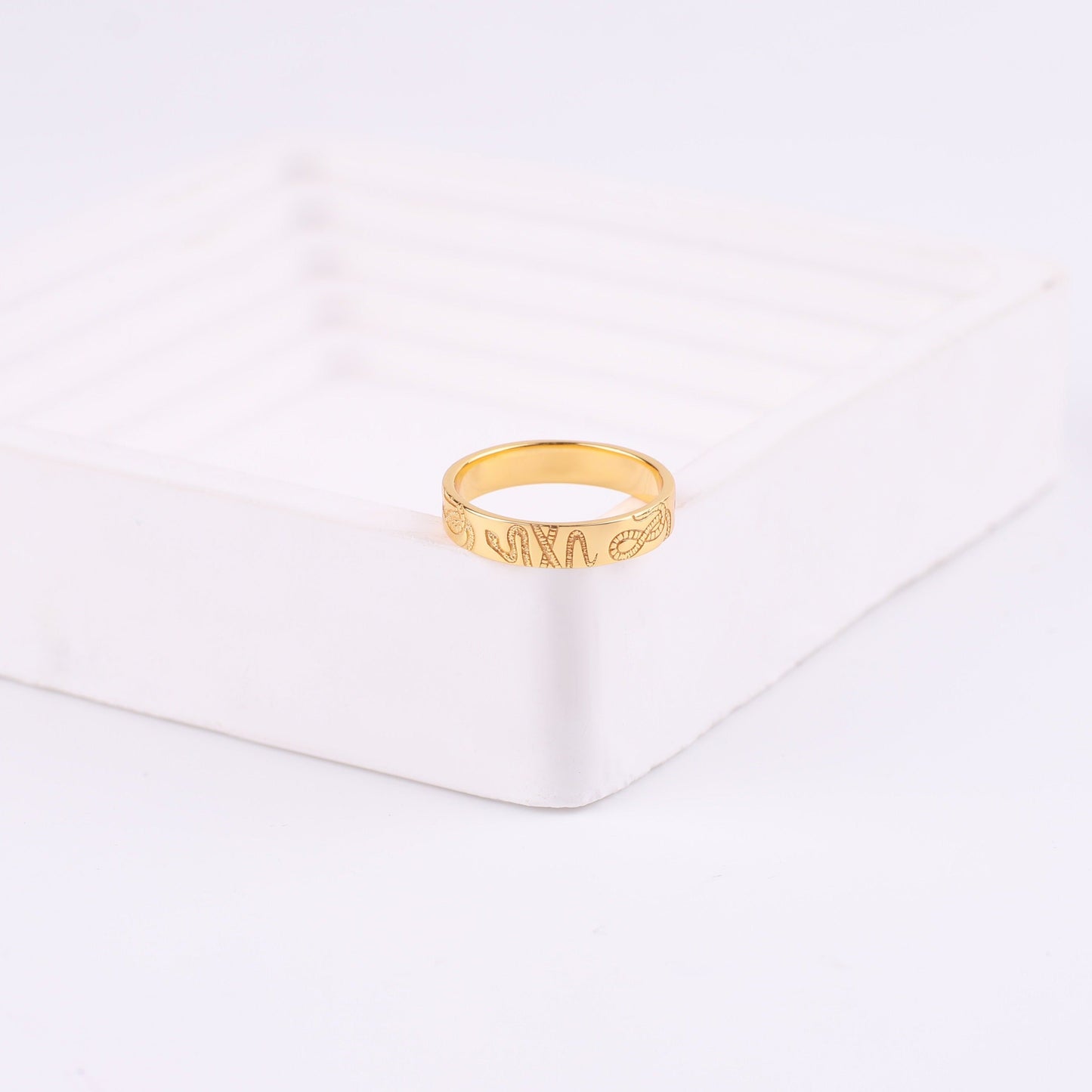 Stamped Snake Band in gold tone