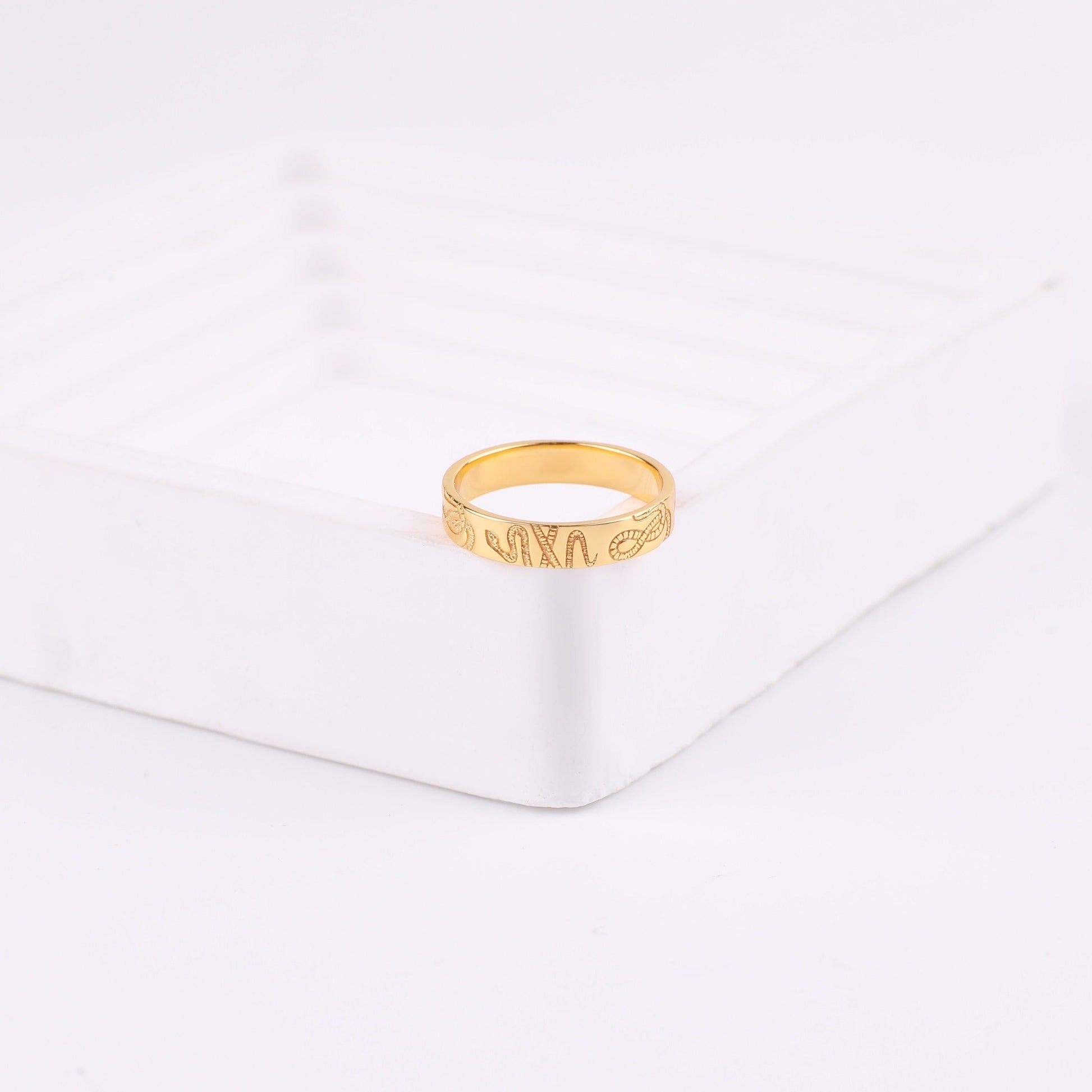 Stamped Snake Band in gold tone