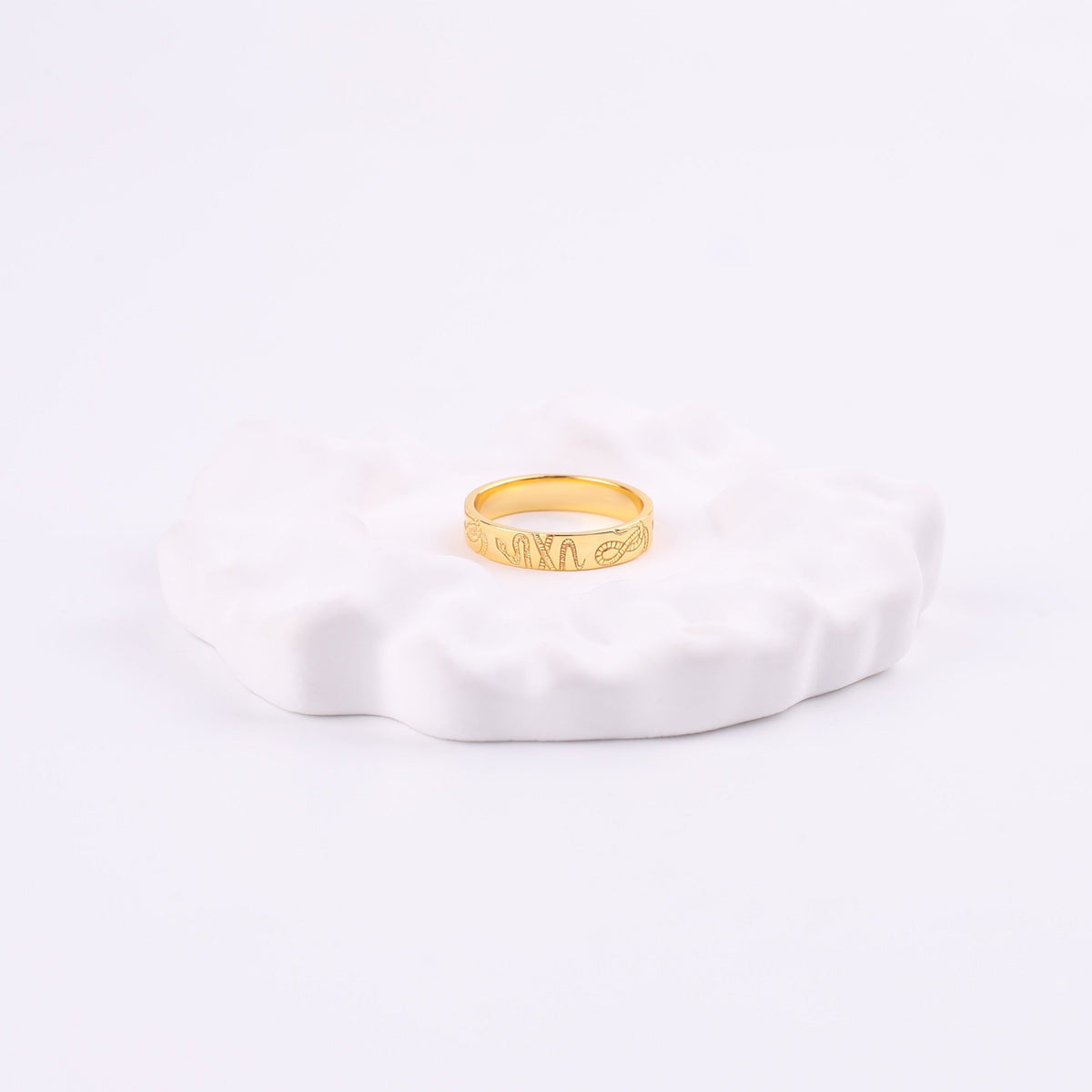 Stamped Snake Band in gold tone