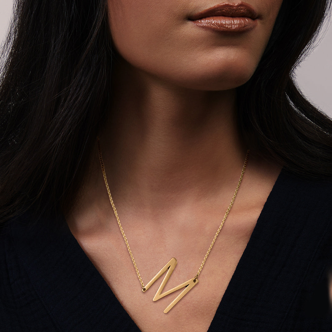 Statement Initial Necklace, worn on a model