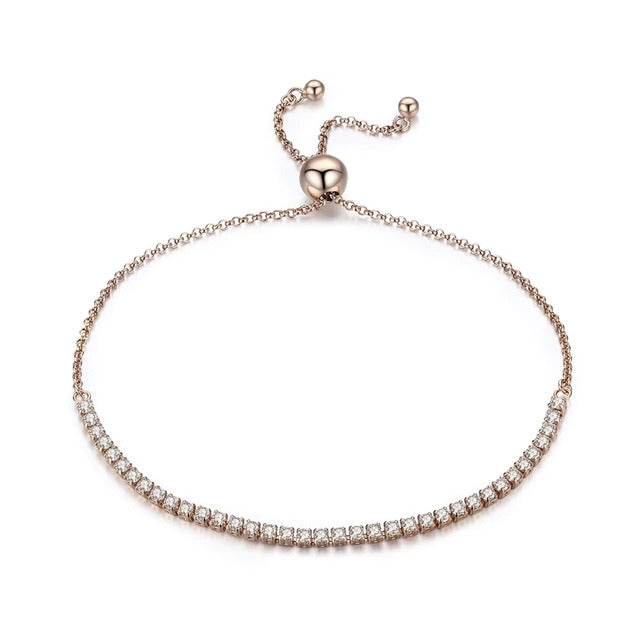 Thin Tennis Bracelet in rose gold tone