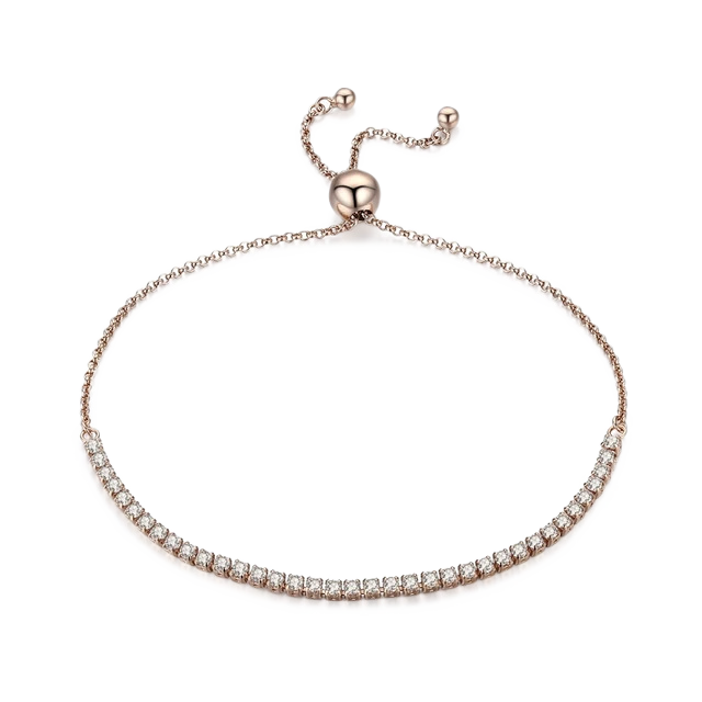 Thin Tennis Bracelet in rose gold tone