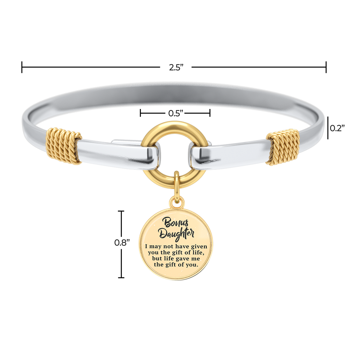 Stieftochter - Zweifarbiges personalisiertes Charm-Armband