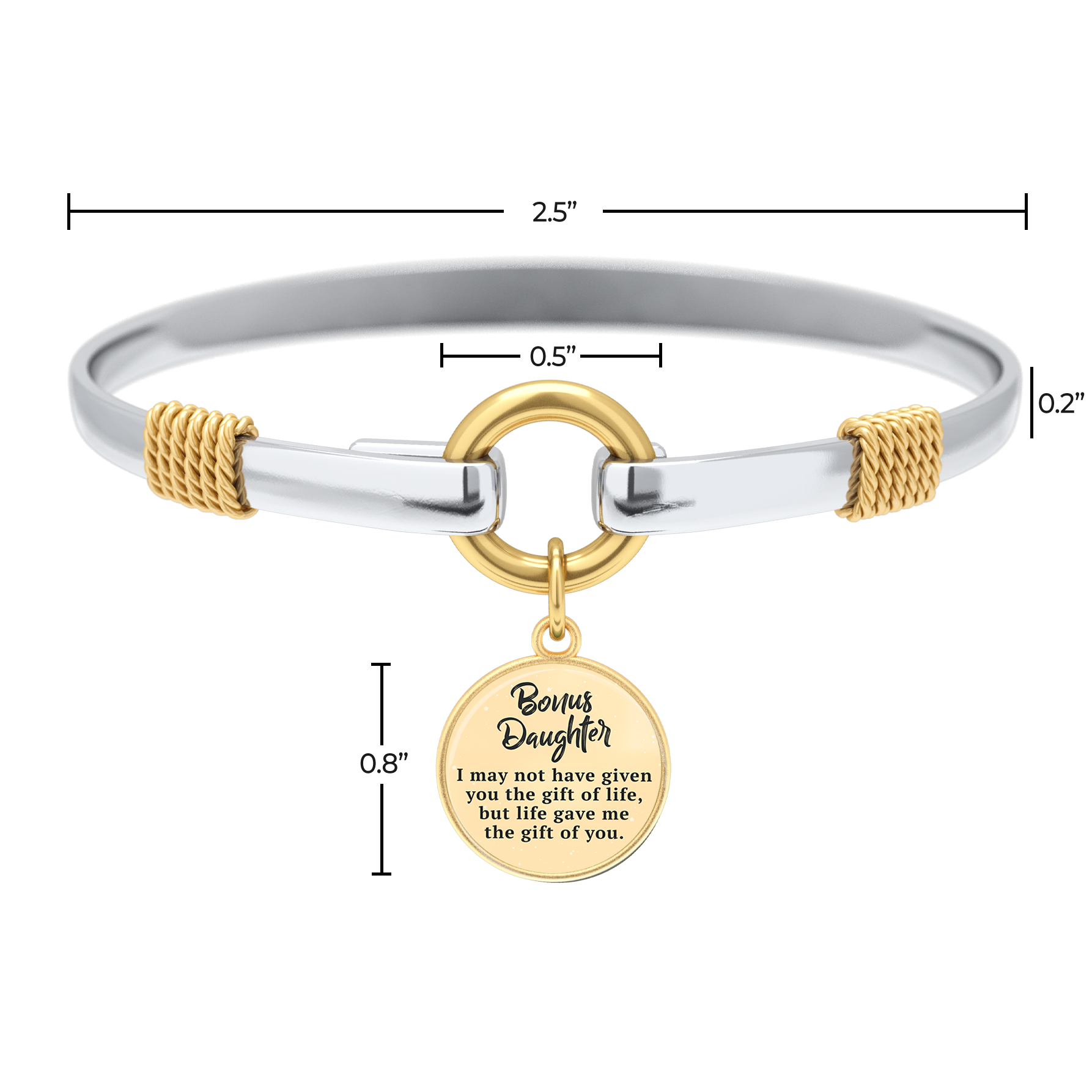 Stieftochter - Zweifarbiges personalisiertes Charm-Armband