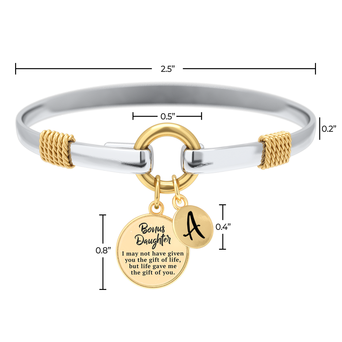 Stieftochter - Zweifarbiges personalisiertes Charm-Armband