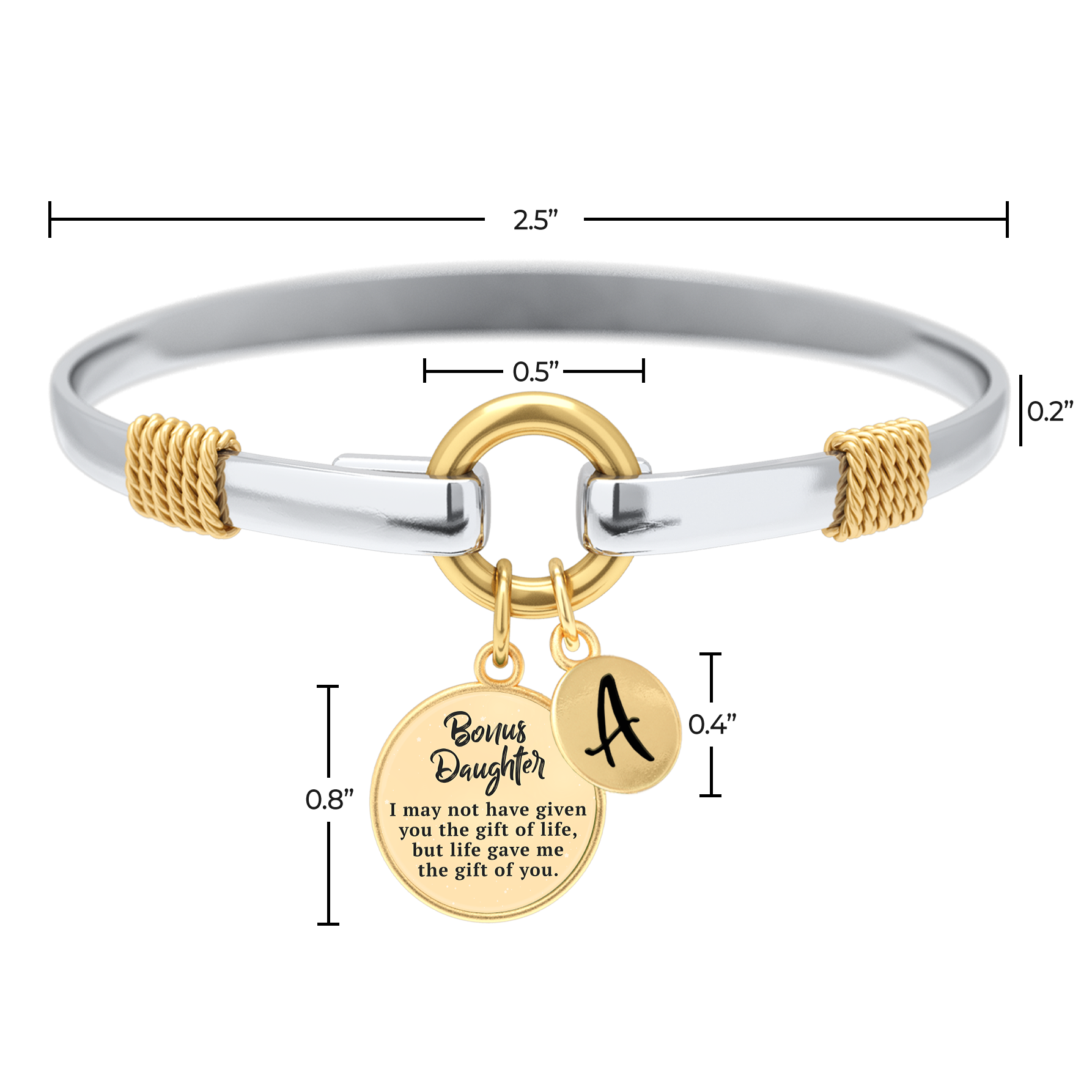 Stieftochter - Zweifarbiges personalisiertes Charm-Armband