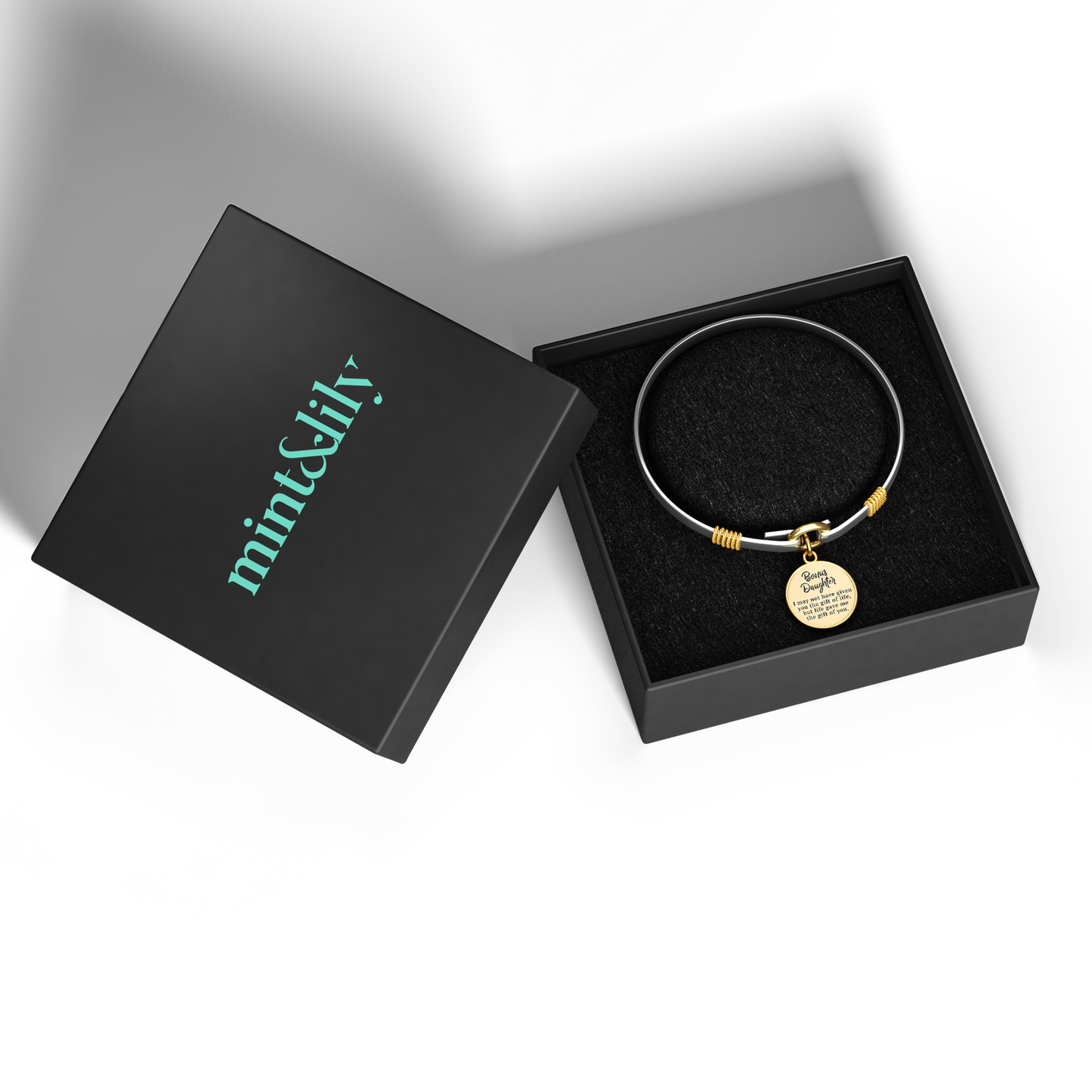 Stieftochter - Zweifarbiges personalisiertes Charm-Armband