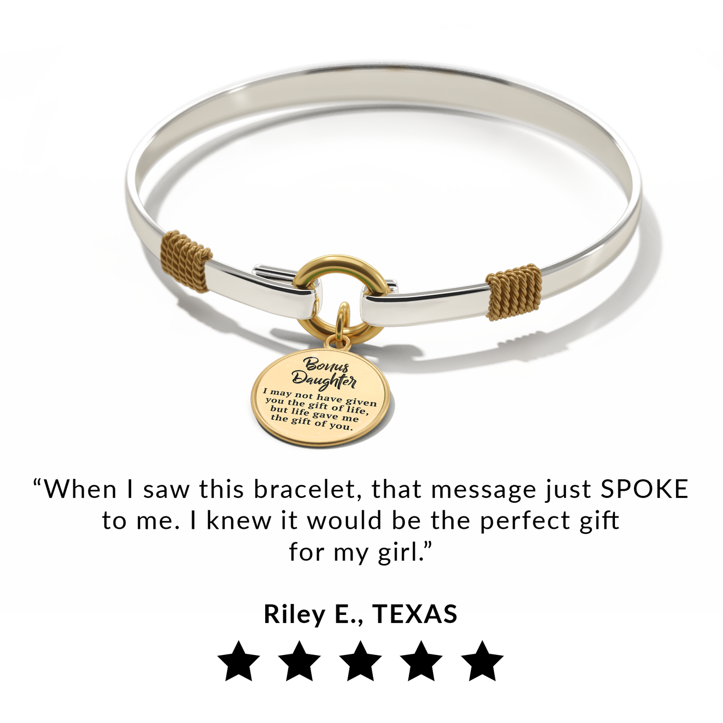 Stieftochter - Zweifarbiges personalisiertes Charm-Armband