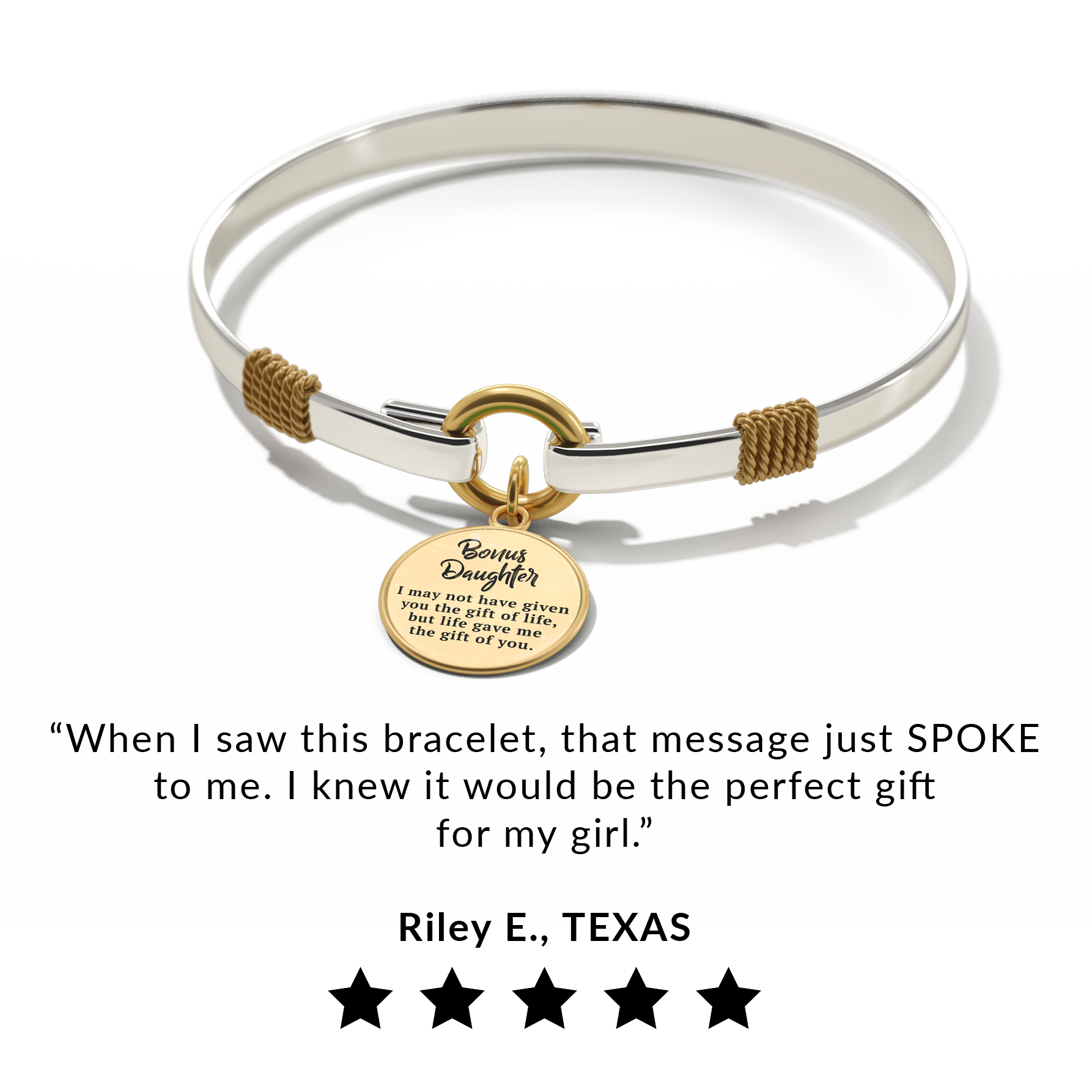 Stieftochter - Zweifarbiges personalisiertes Charm-Armband